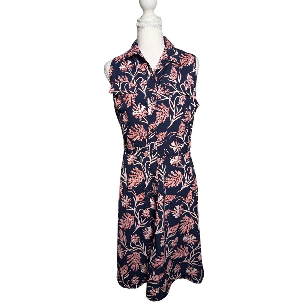 Banana Republic Floral Sleeveless Button Front Midi Shirt Dress